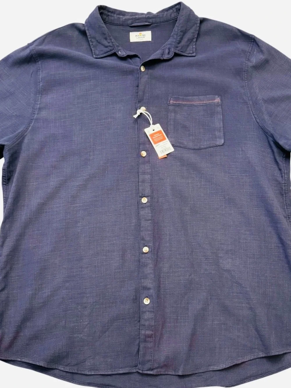Marine Layer Classic Stretch Selvage Short Sleeve Shirt / Indigo - Picture 12 of 14